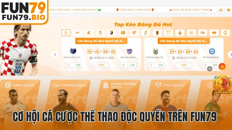 Cơ hội cá cược thể thao độc quyền trên Fun79